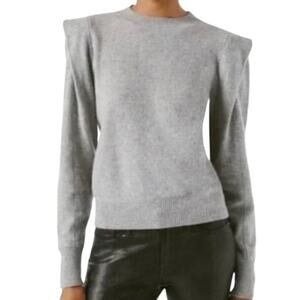 HOUSE OF HARLOW1960 100% Cashmere Sweater M Gray Layered Shoulder Boho Office